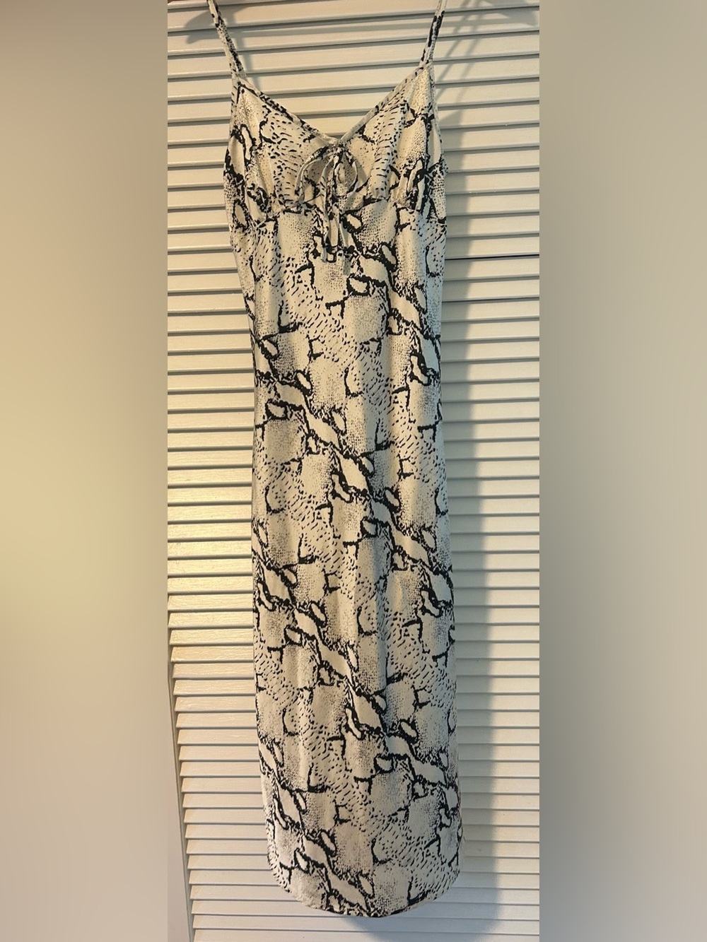 Sans Souci Black Cream Snake Print Cowl Neck Maxi Slip Dress Y2K 90s